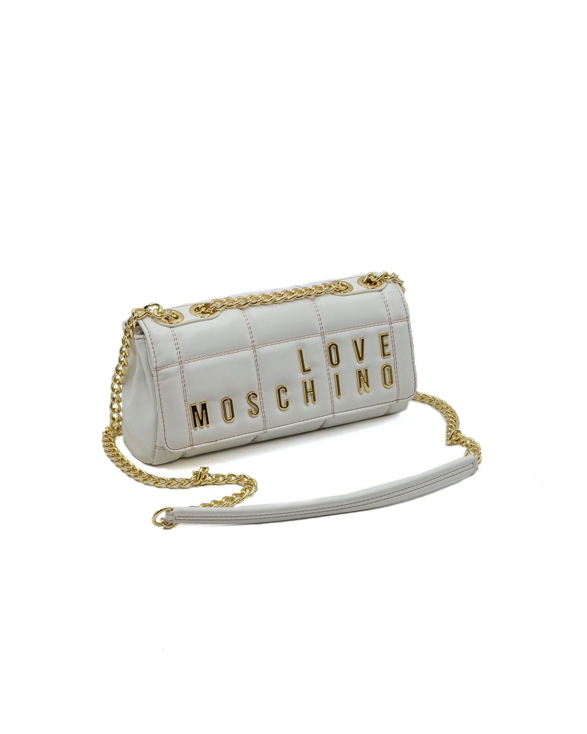 (image for) Borsa Love Moschino Embroidery Quilt tracolla con catena con logo lettering dorato