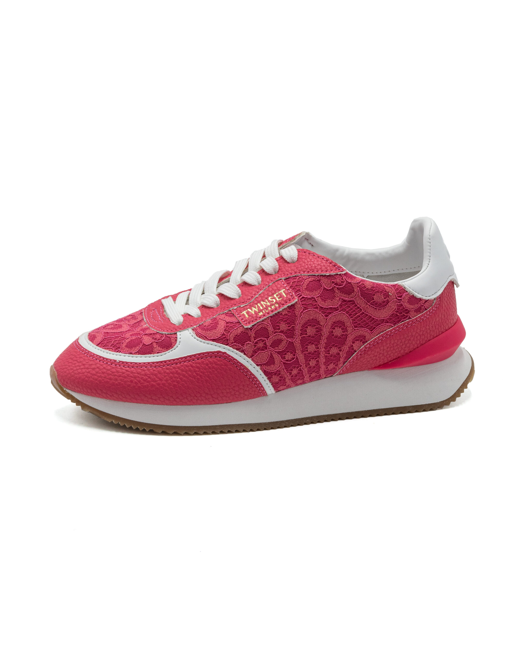(image for) Sneakers Twinset running in pelle con inserti in pizzo