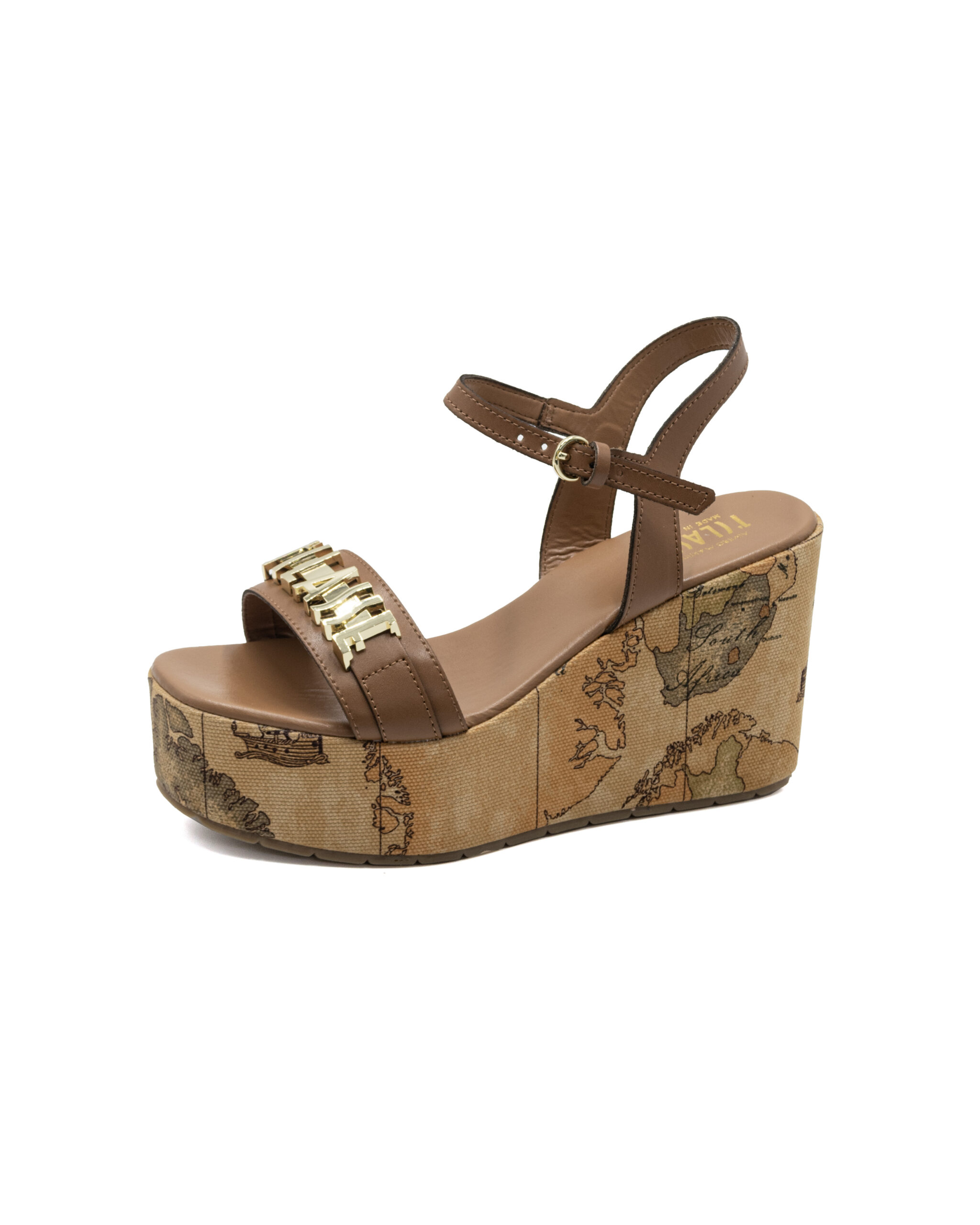 (image for) Sandali Prima Classe con zeppa in canvas Geo Classic e maxi logo lettering