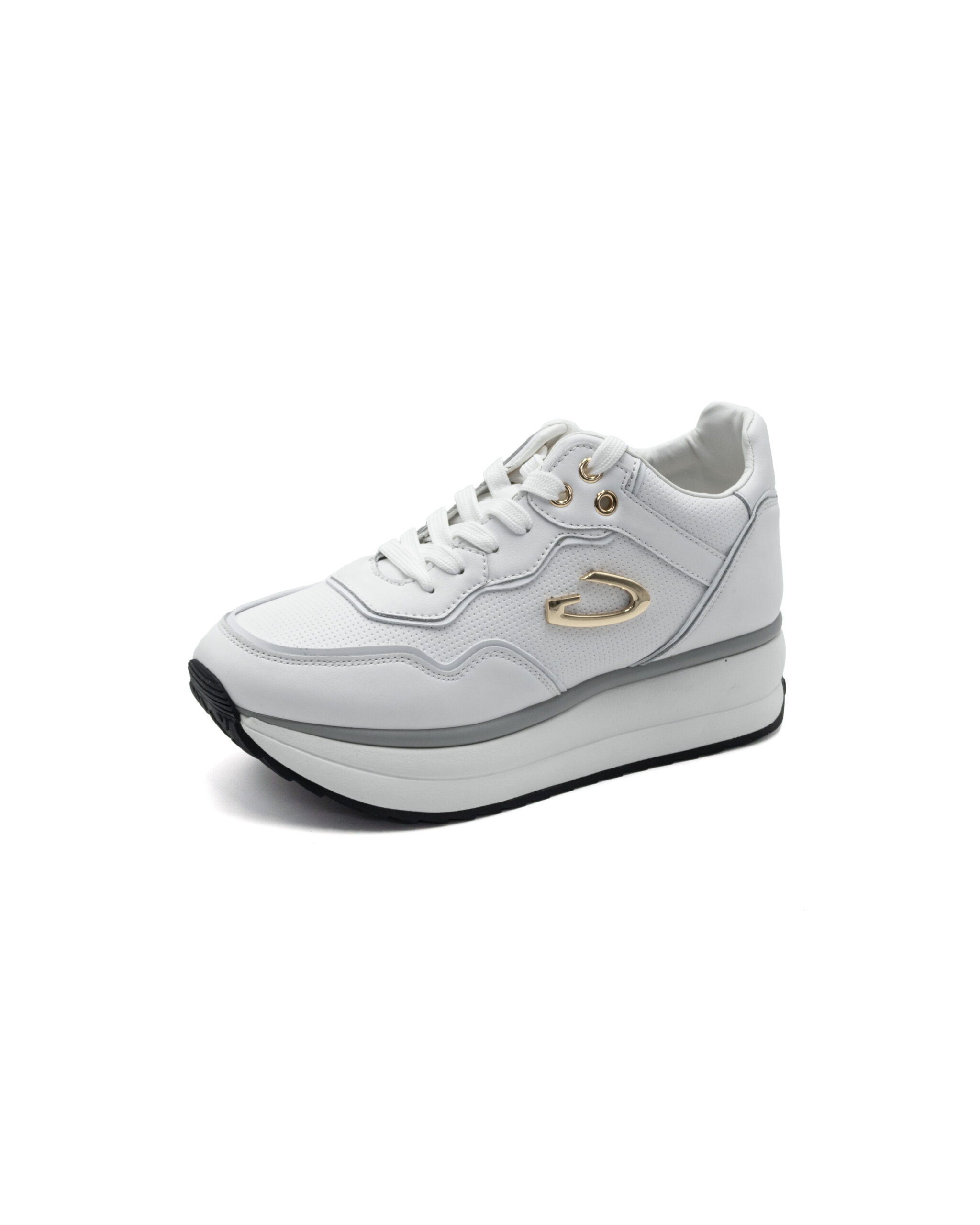 (image for) Sneakers Guardiani Louise bianche con logo metallico laminato oro
