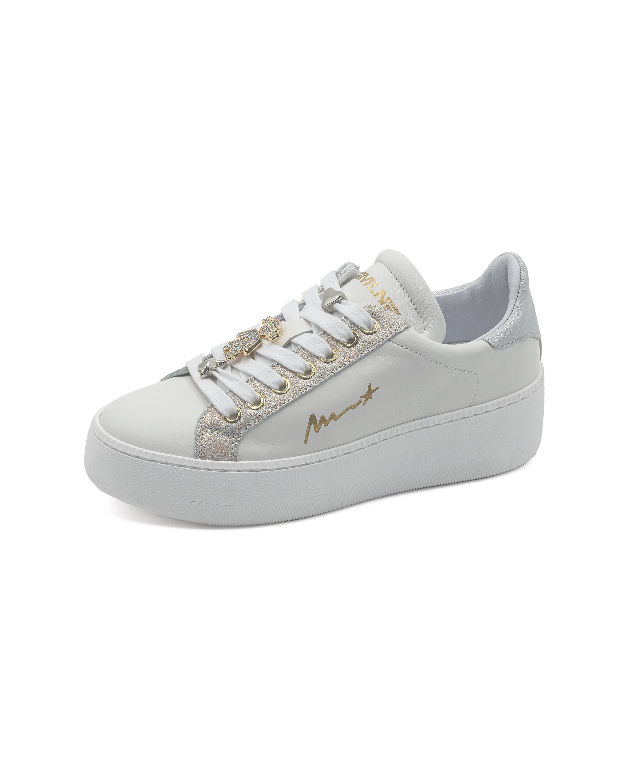 (image for) Sneakers Méliné bianche con applicazioni e inserti laminati