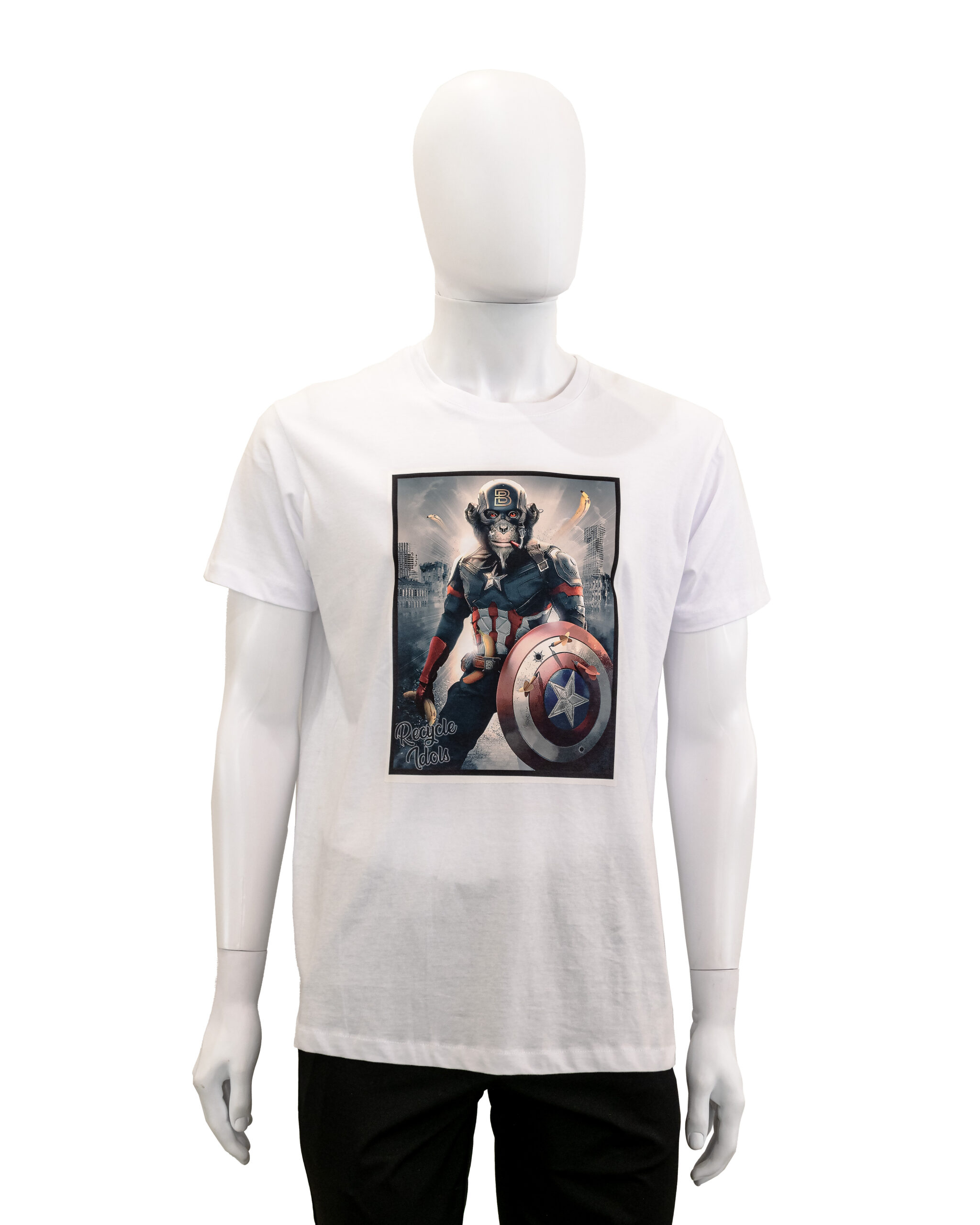 (image for) T-shirt Recycle Idols con stampa scimmia Capitan America