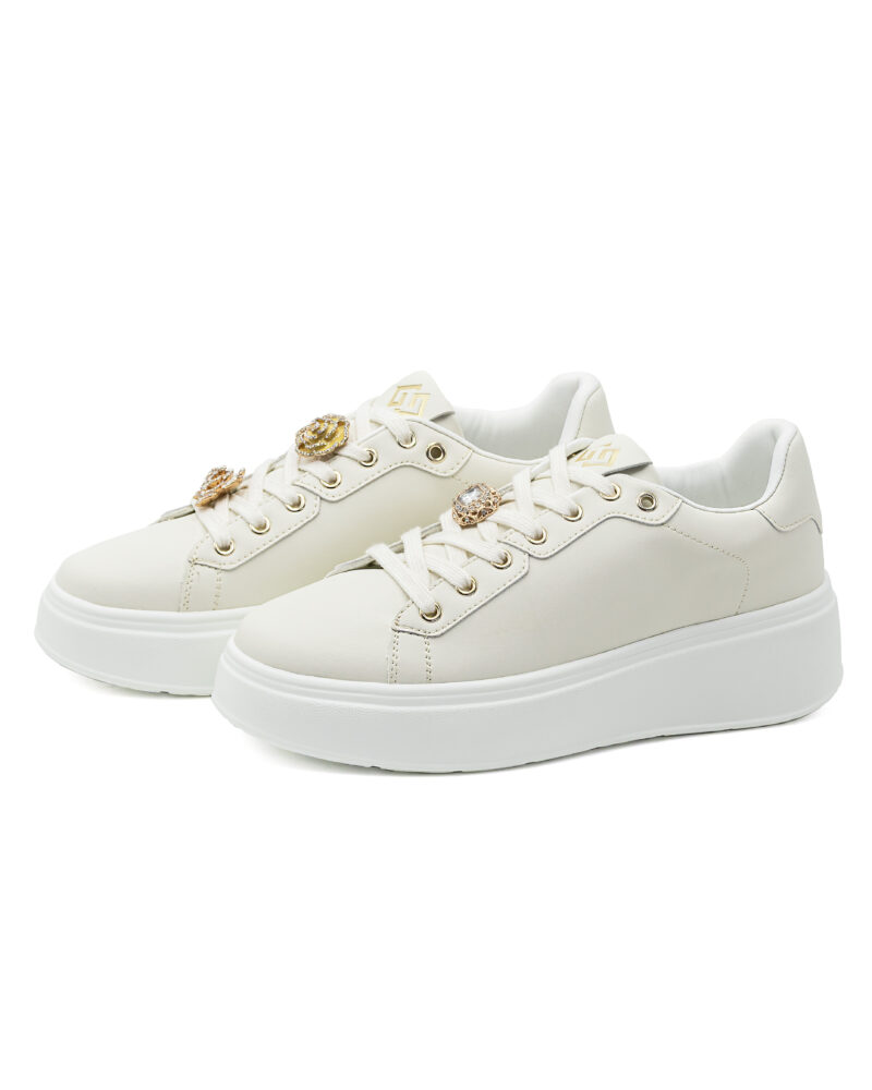 Sneakers Gold&Gold avorio con dettagli gioiello - immagine 4