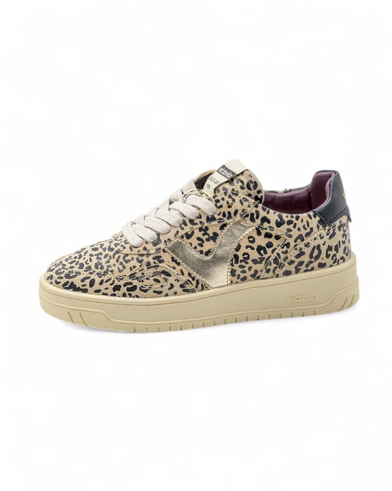 Sneakers sportive Victoria Seul crosta di cuoio animalier & metallo