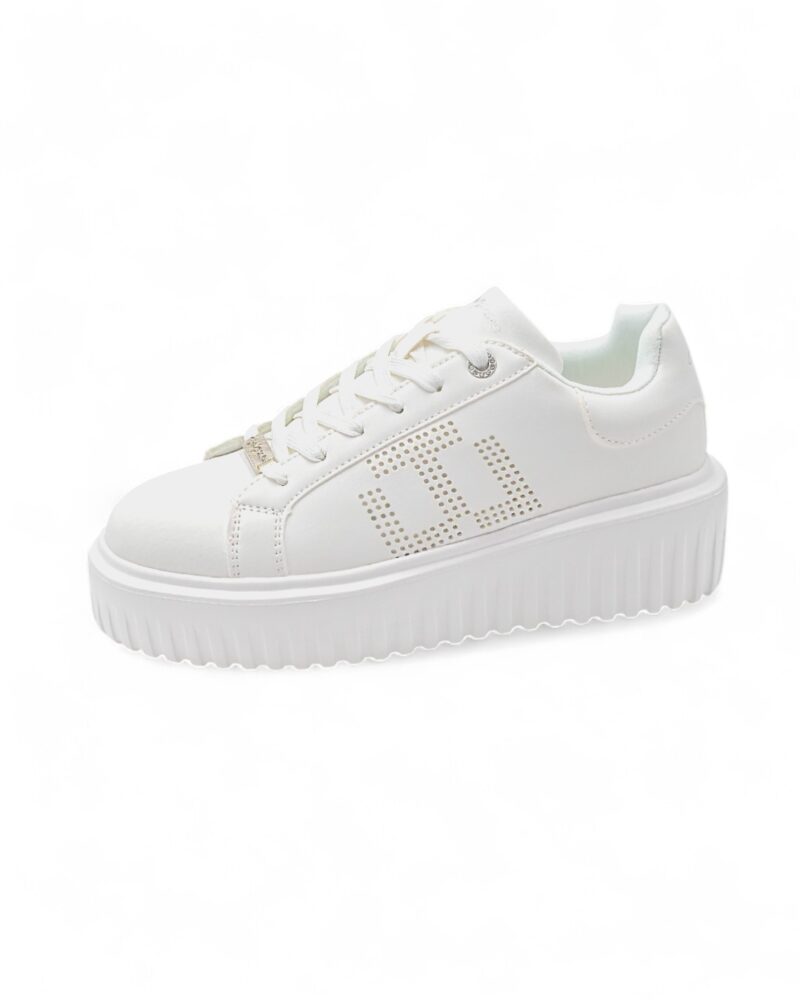 Sneakers platform Gai Mattiolo Love to love logo traforato total white