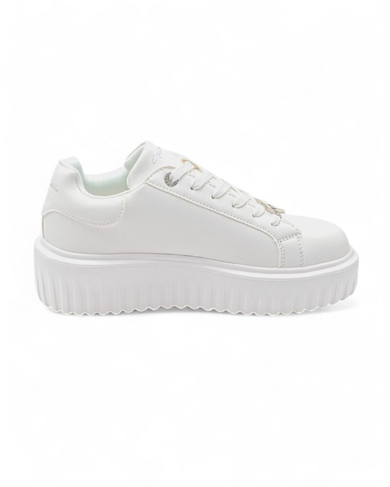 Sneakers platform Gai Mattiolo Love to love logo traforato total white - immagine 2