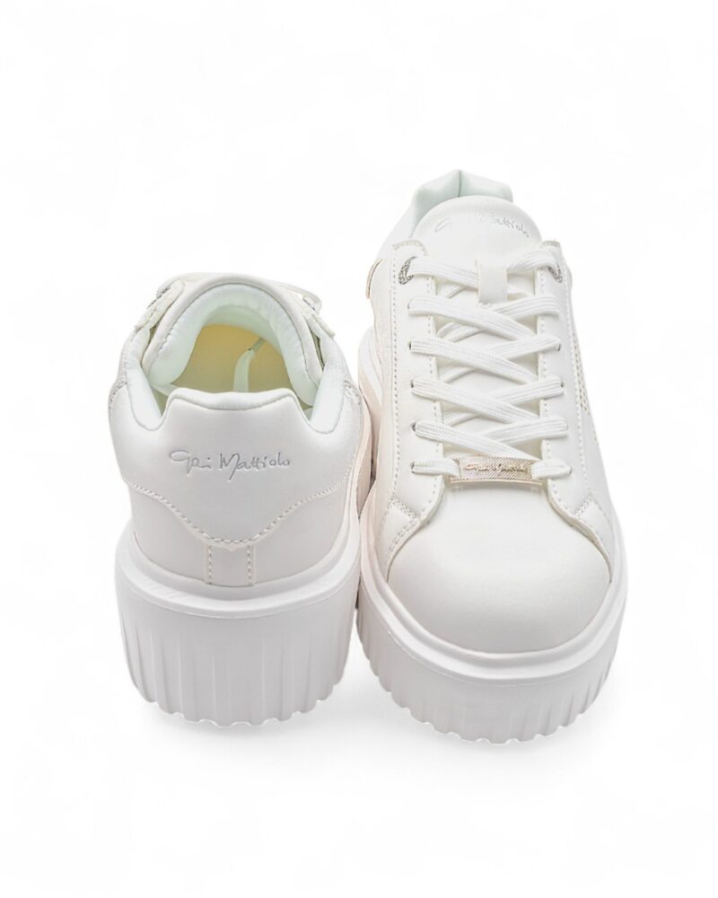 Sneakers platform Gai Mattiolo Love to love logo traforato total white - immagine 3