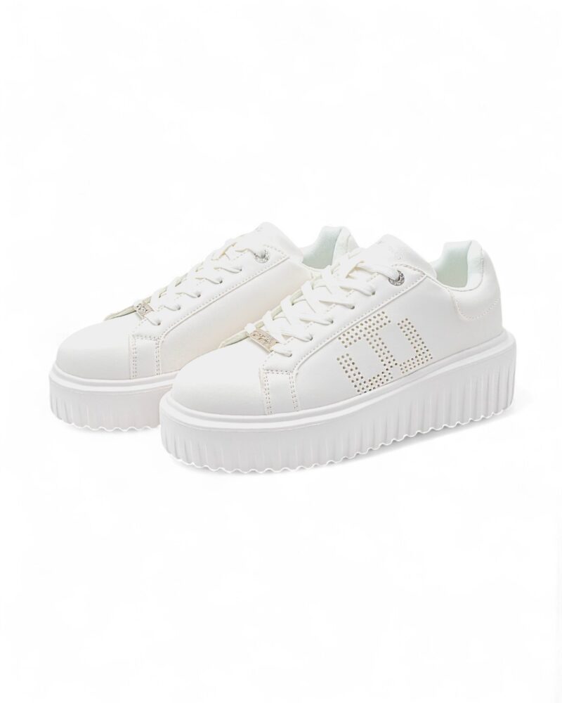 Sneakers platform Gai Mattiolo Love to love logo traforato total white - immagine 4