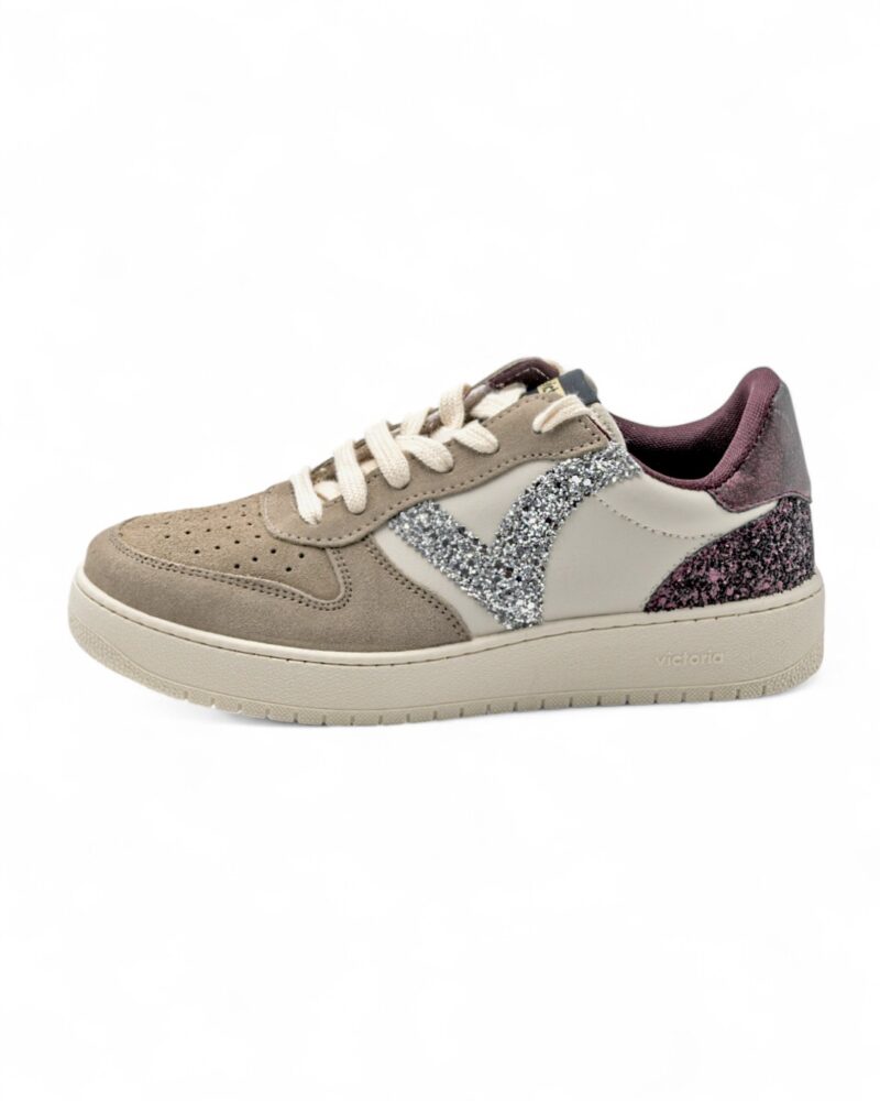 Sneakers sportive Victoria Madrid effetto pelle & crosta di cuoio & glitter
