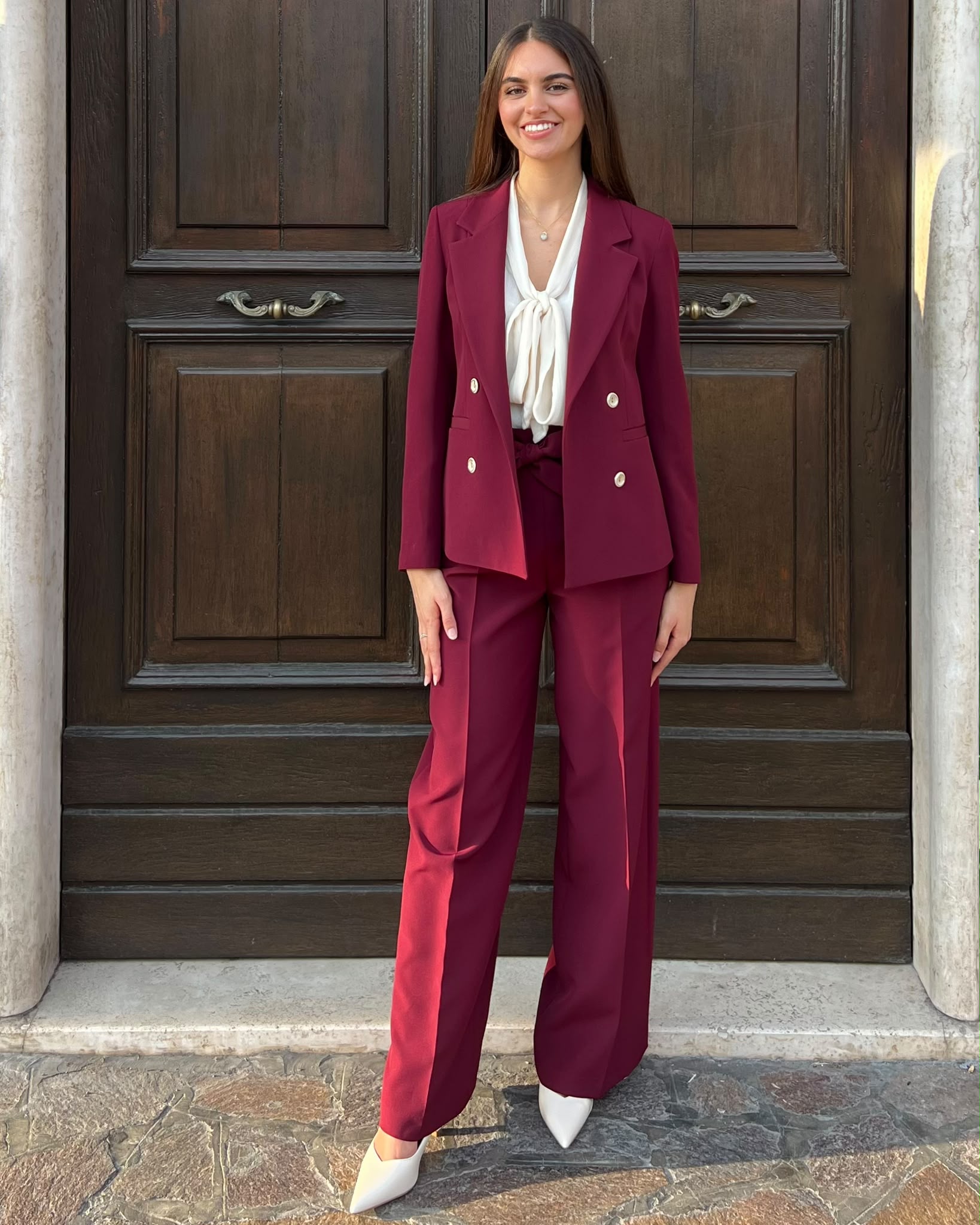 Pantalone Elena Casali palazzo con maxi fascia in vita - immagine 3