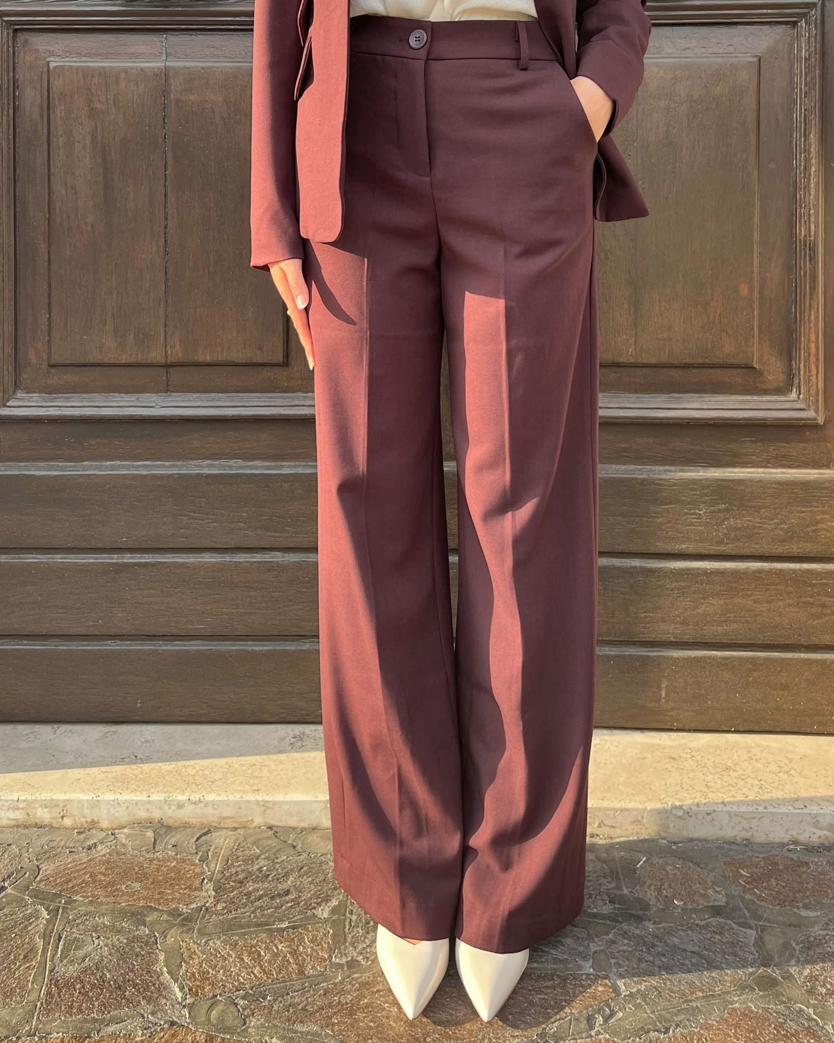 Pantalone Pink Pepper palazzo bordeaux